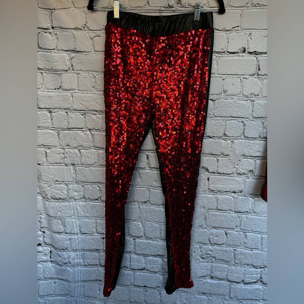 Red Sequin Spandex Pants
